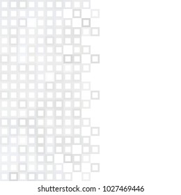 Abstract digital gray white background with mesh of squares or pixel. Mosaic. Geometric template. White space for your text or design.