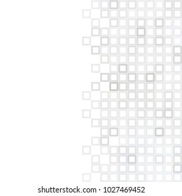 Abstract digital gray white background with mesh of squares or pixel. Mosaic. Geometric template. White space for your text or design.