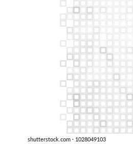 Abstract digital gray white background with mesh of squares or pixel. Mosaic. Geometric template. 