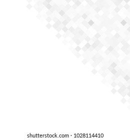 Abstract digital gray white background with mesh of squares or pixel. Mosaic. Geometric template. White space for your text or design.