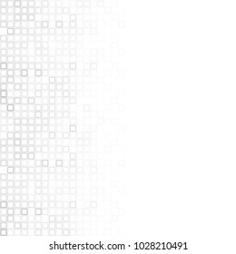 Abstract digital gray white background with mesh of squares or pixel. Mosaic. Geometric template. White space for your text or design.