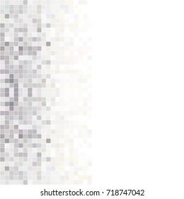 Abstract digital gray white background with mesh of squares or pixel. Mosaic. Geometric template.