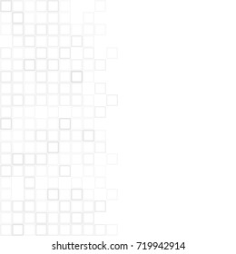 Abstract digital gray white background with mesh of squares. Mosaic style. Geometric template. Cells or pixel.