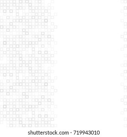 Abstract digital gray white background with mesh of squares. Mosaic style. Geometric template. Cells or pixel.