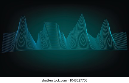 abstract digital green blue equalizer, sound wave pattern element