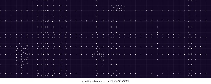 Abstract digital grid with dotted patterns in dark vector tech background.