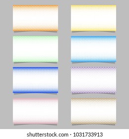 Abstract digital halftone dot pattern business card background template design set - vector corporation illustrations with colored circles