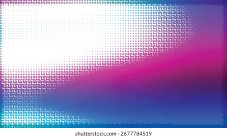 Abstractas patrón digital de semitono con gradiente vibrante en transición de blanco brillante a azul profundo y magenta