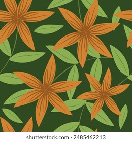 Abstract Digital Hand Drawn Seamless Floral Pattern Background. Ready for print flower seamless pattern