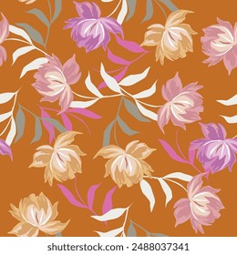 Abstrakte digitale Hand gezeichnet nahtlose Allover Blumenmuster Hintergrund. Bereit für den Druck