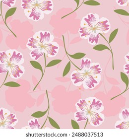 Abstract Digital Hand Drawn Seamless Allover Floral Pattern Background. Ready for print