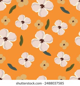 Abstract Digital Hand Drawn Seamless Allover Floral Pattern Background. Ready for print