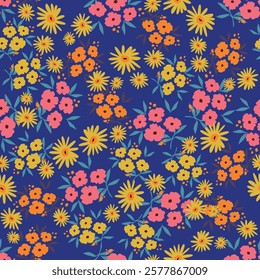 Abstract Digital Hand Drawn Seamless Floral pattern background, ready for print allover flower textile print pattern.
