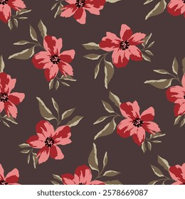 Abstract Digital Hand Drawn Seamless floral pattern background. ready for print digital flower textile allover design