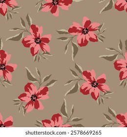 Abstract Digital Hand Drawn Seamless floral pattern background. ready for print digital flower textile allover design