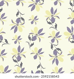 Abstract Digital Hand Drawn Seamless Floral Pattern Background. Ready for print flower seamless pattern