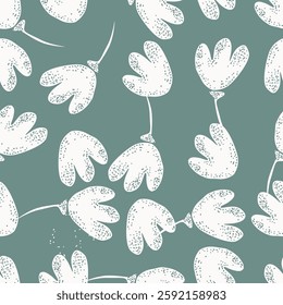 Abstract Digital Hand Drawn Seamless Floral Pattern Background. Ready for print flower seamless pattern