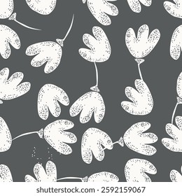Abstract Digital Hand Drawn Seamless Floral Pattern Background. Ready for print flower seamless pattern