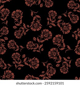 Abstract Digital Hand Drawn Seamless Floral Pattern Background. Ready for print flower seamless pattern
