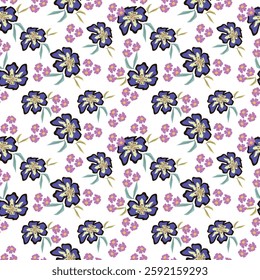 Abstract Digital Hand Drawn Seamless Floral Pattern Background. Ready for print flower seamless pattern