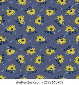 Abstract Digital Hand Drawn Seamless Floral Pattern Background. Ready for print flower seamless pattern