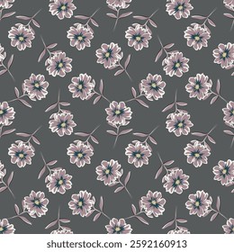 Abstract Digital Hand Drawn Seamless Floral Pattern Background. Ready for print flower seamless pattern