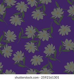 Abstract Digital Hand Drawn Seamless Floral Pattern Background. Ready for print flower seamless pattern