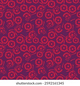 Abstract Digital Hand Drawn Seamless Floral Pattern Background. Ready for print flower seamless pattern