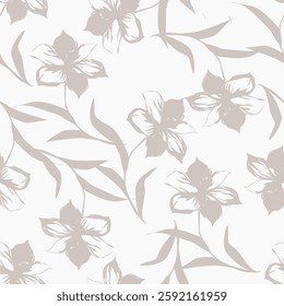 Abstract Digital Hand Drawn Seamless Floral Pattern Background. Ready for print flower seamless pattern