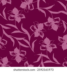 Abstract Digital Hand Drawn Seamless Floral Pattern Background. Ready for print flower seamless pattern