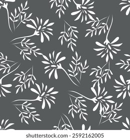Abstract Digital Hand Drawn Seamless Floral Pattern Background. Ready for print flower seamless pattern