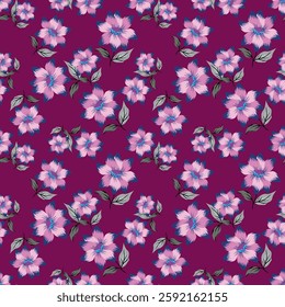 Abstract Digital Hand Drawn Seamless Floral Pattern Background. Ready for print flower seamless pattern