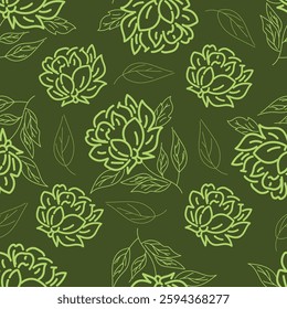 Abstract Digital Hand Drawn Seamless Floral Pattern Background. Ready for print flower seamless pattern