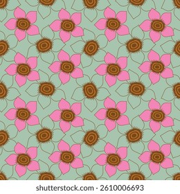 Abstract Digital Hand Drawn Seamless Floral pattern Background Ready for Print. Flower seamless pattern. 