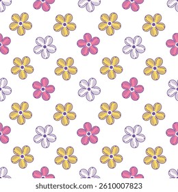 Abstract Digital Hand Drawn Seamless Floral pattern Background Ready for Print. Flower seamless pattern. 