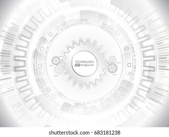 Abstract digital hi tech technology concept. Radial computer innovation design. Techno texture on the grey background. Futuristic communication board. Vector illustration