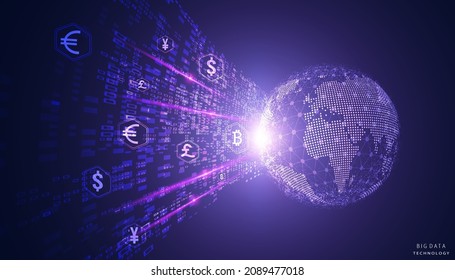 Abstract Digital Hologram Finance in the futuristic background cryptocurrency and modern technology Transactions in Online Systems On the background internet, stock trading,financial communications.