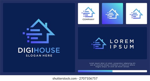 Abstract digital house logo design