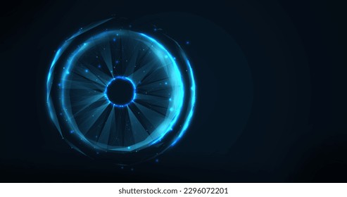 Abstract digital human eye. Cyber security technology. Low polygons, triangles, wireframes, and particle style