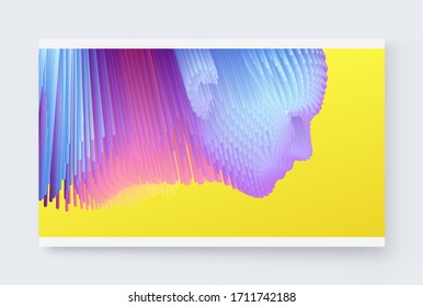 Abstract digital human face. Glitch technique portrait. Conceptual vector illustration.