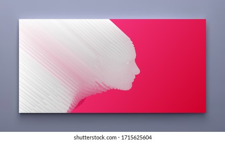 Abstract digital human face. Glitch technique portrait. Conceptual vector illustration.