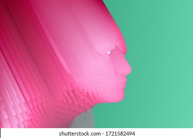 Cara humana digital abstracta. Retrato de técnica de destello. Ilustración conceptual vectorial.
