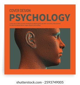 Abstract digital human head constructing from cubes. Sample cover letter on the topic of psychology. 3D illustration for brochure, poster, presentation, flyer or banner.