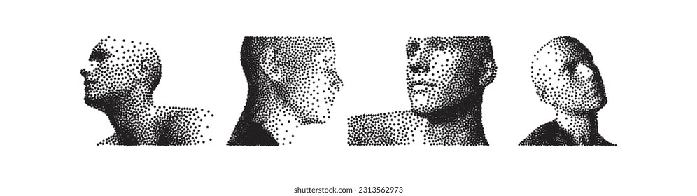 Abstract digital human head. Face side view. Time to think. Giving it a little thought. Minimalistic design for business presentations, flyers or posters. 3d vector illustration.