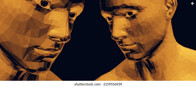 Abstract digital human head. Technology and robotics concept. 3D vector illustration. Design for business presentations, flyers or posters. 