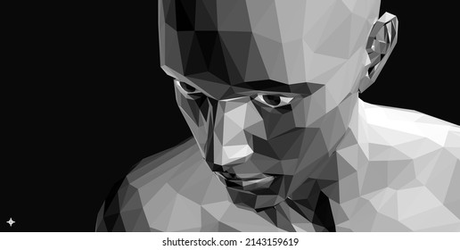 Abstract digital human head. Time to think. Minimalistic design for business presentations, flyers or posters. 3d vector illustration.