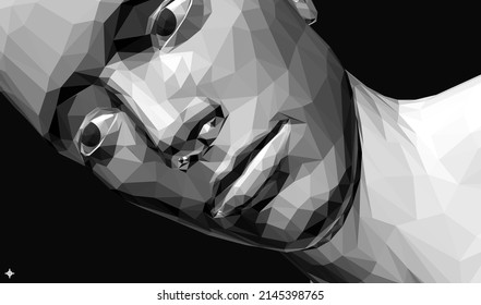 Abstract digital human head. Time to think. Minimalistic design for business presentations, flyers or posters. 3d vector illustration.