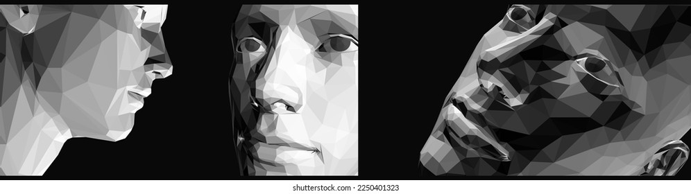 Abstract digital human head. Time to think. Giving it a little thought. Minimalistic design for business presentation, flyer or poster. 3d vector illustration.