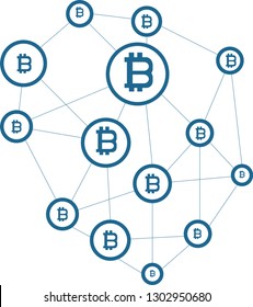 Abstract Digital icon of Science or Blockchain. Molecules or blocks are connected. Vector Illustration.