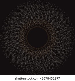 An abstract digital illustration of a black and blue spiral iris pattern